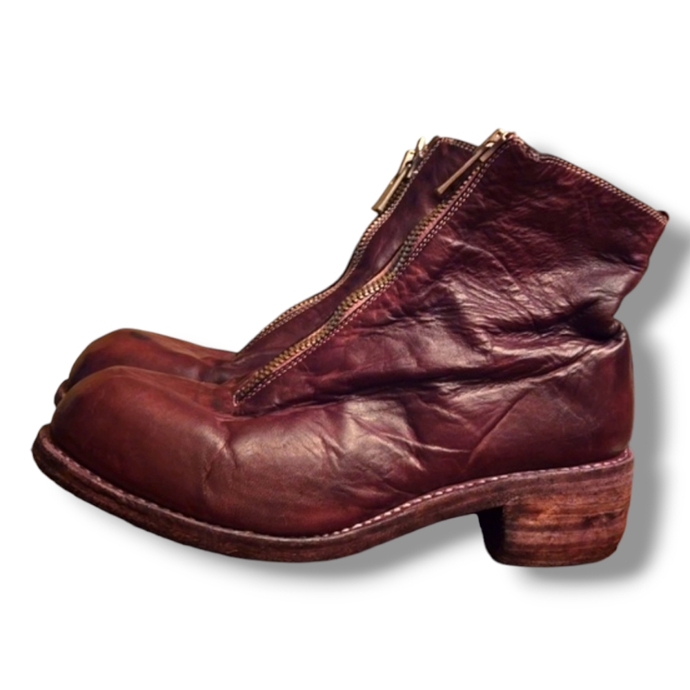 Guidi PL1 Burgundy Leather Zip-Up Boots